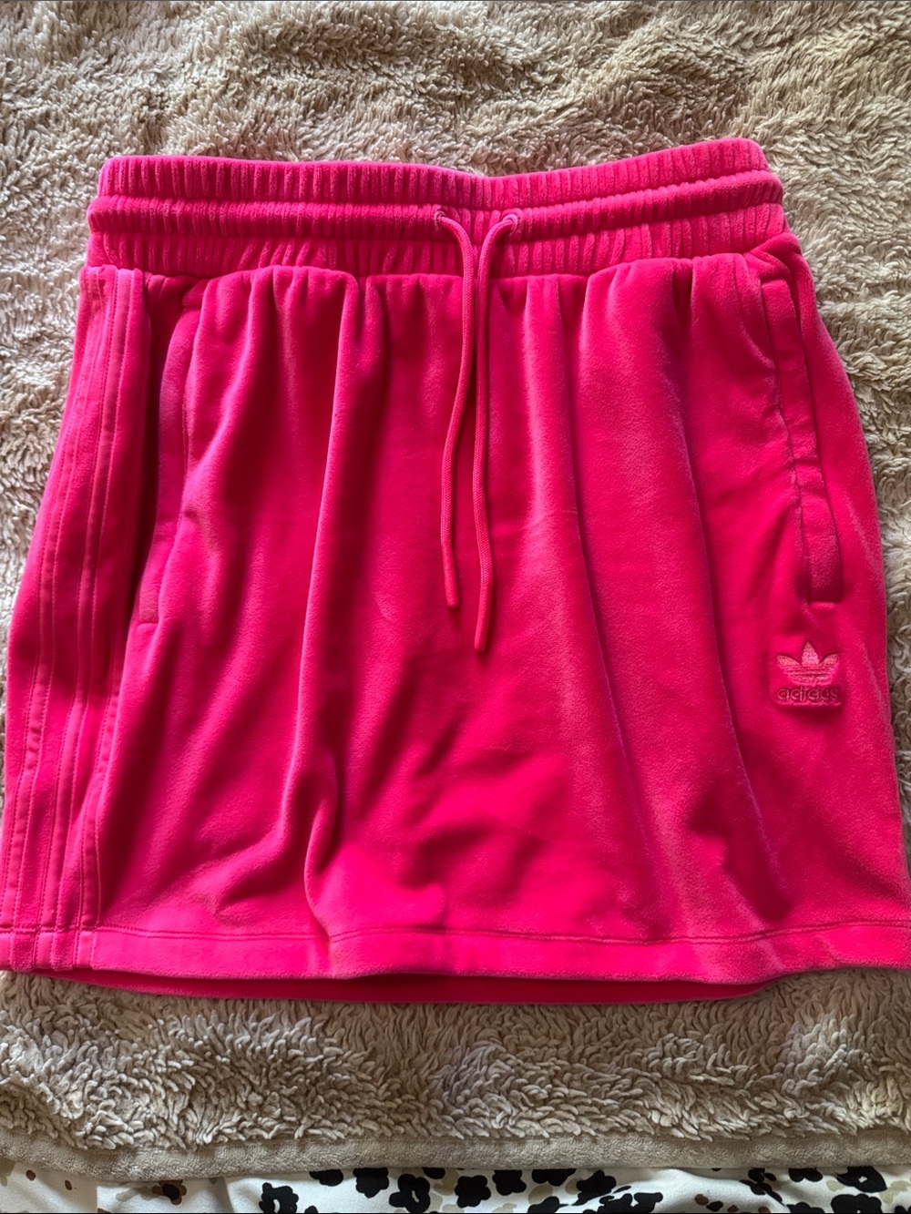 adidas Hot Pink Velour Mini Skirt